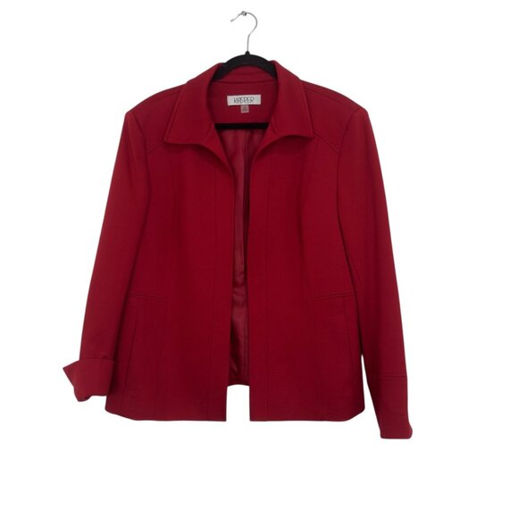 Kasper Womens Red Open-Front Blazer Jacket Size 16 Polyester Blend Long Sleeve - Picture 9 of 16